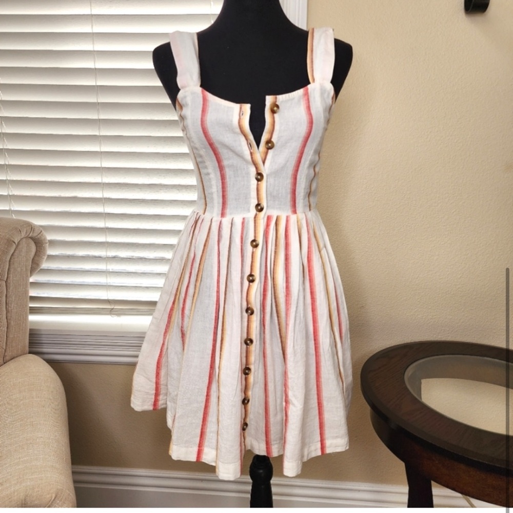 NWT Roxy striped linen fit and flare dress Size L - Picture 9 of 13